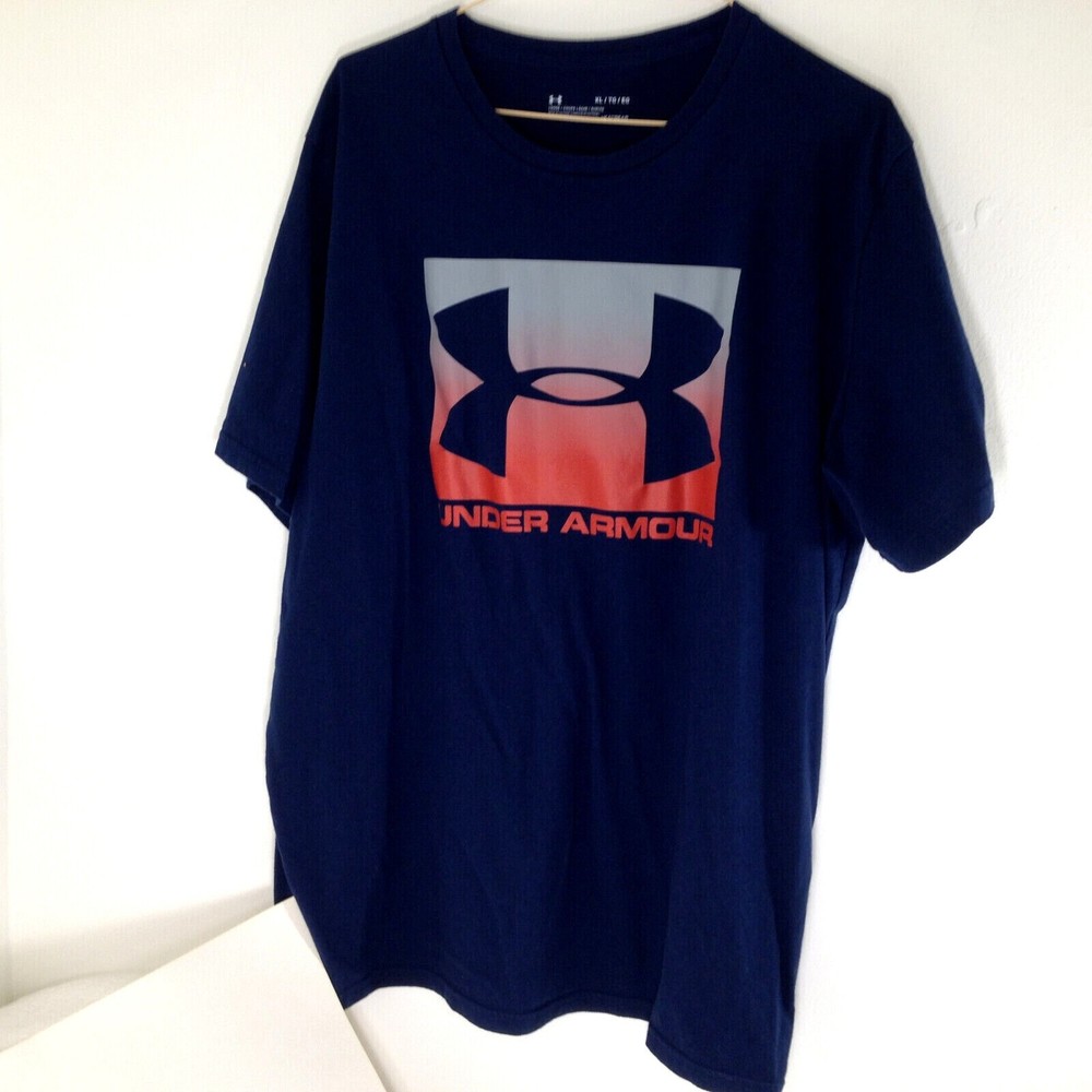 Under Armour HeatGear Navy Blue Big Graphic Logo T-Shirt Adult Size XL